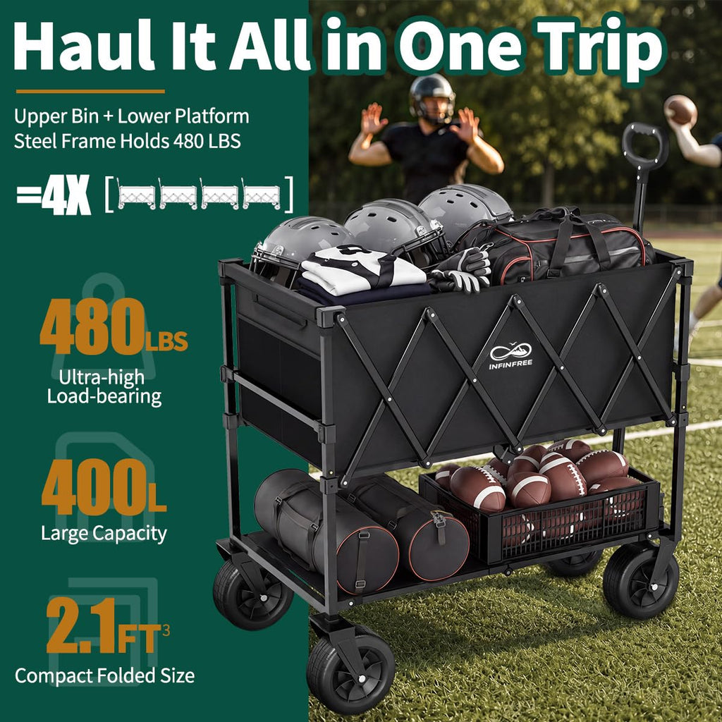 400L Double Decker Folding Wagon Cart V61645