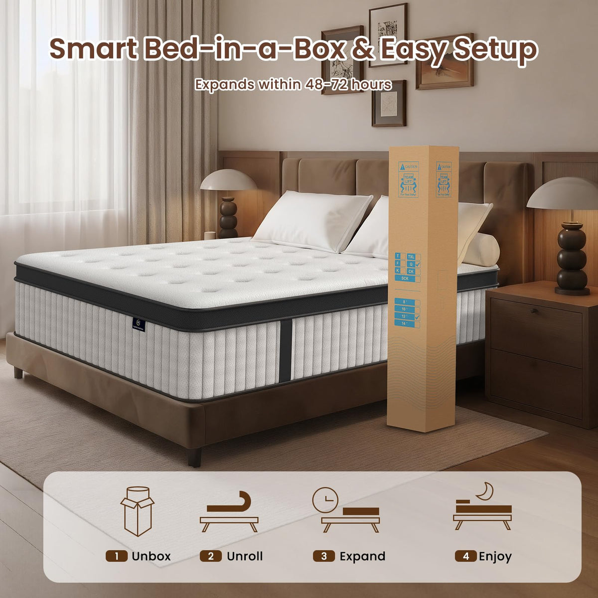 12 Inch Fiberglass Free Hybrid Mattress L6861