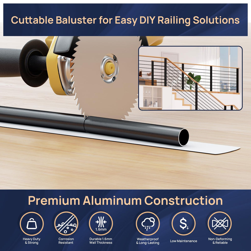 7 Pack 6 FT x 5/8 inch Aluminum Horizontal Baluster with Drill Bit T328848