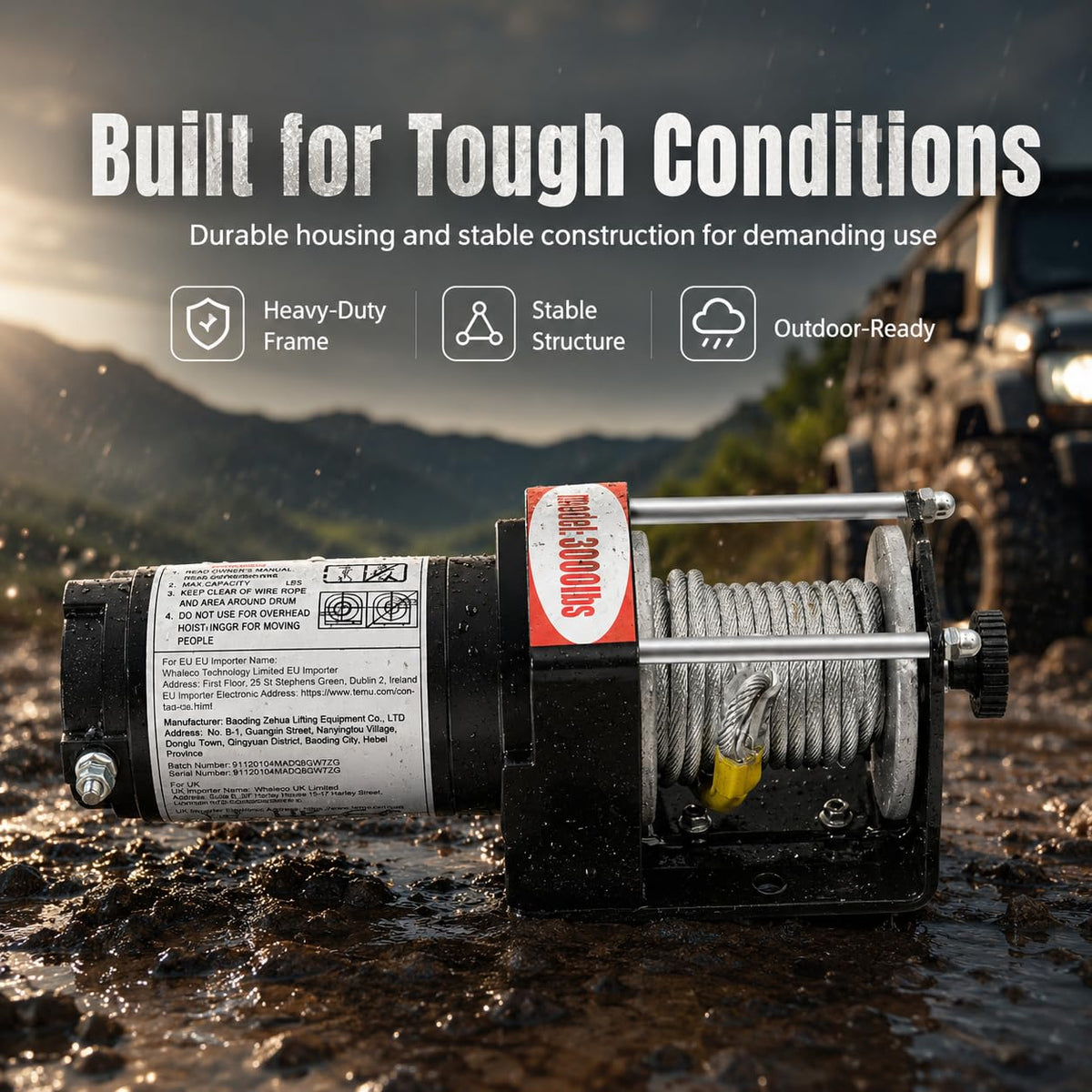 12V DC Electric Winch with Steel Cable A79036