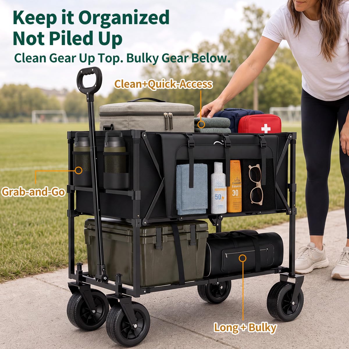 400L Double Decker Folding Wagon Cart V61645
