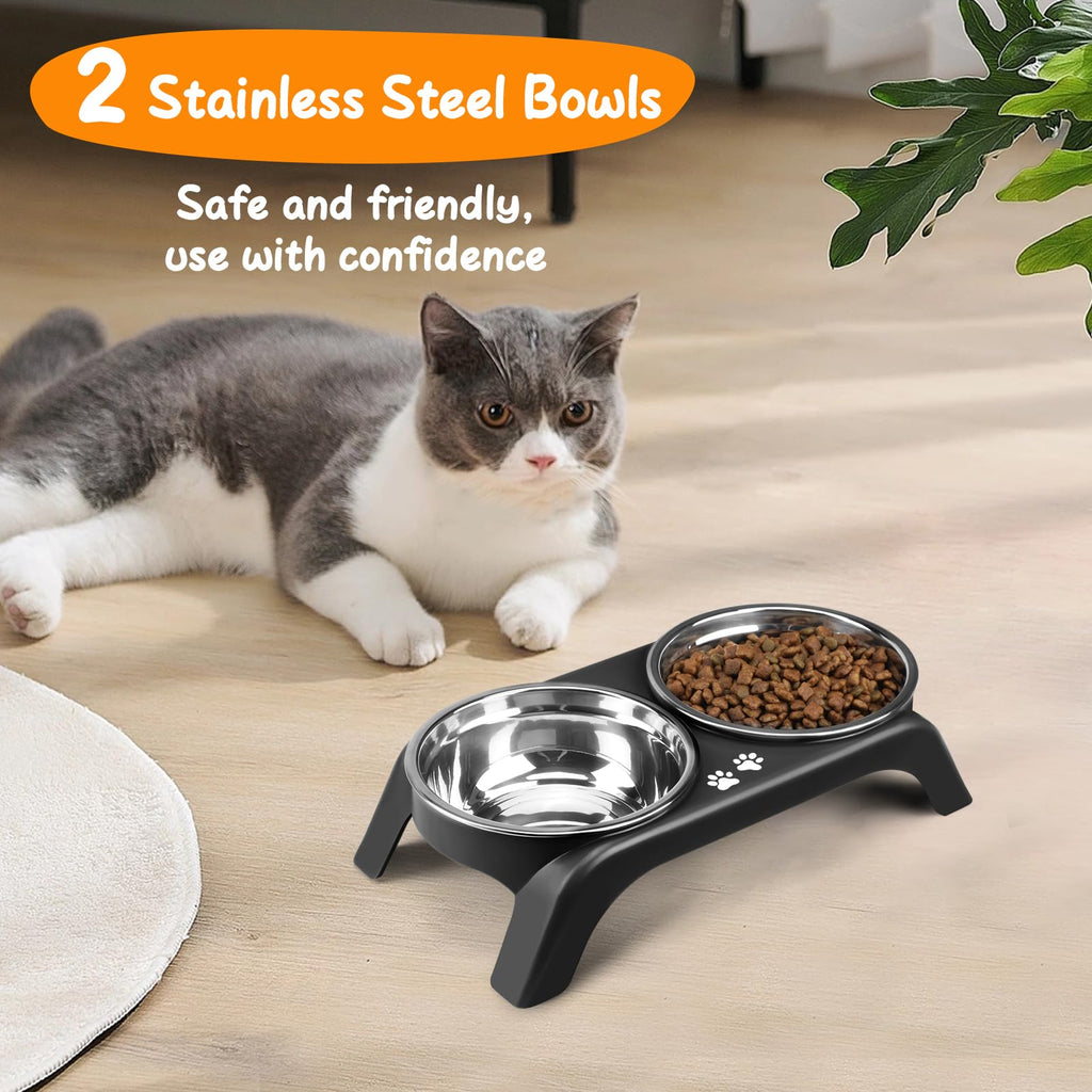 Elevated Dog Bowls with 5” Stainless Steel Bowls Black T776140