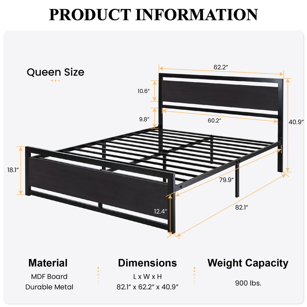 Queen Size Bed Frame with Headboard R966565