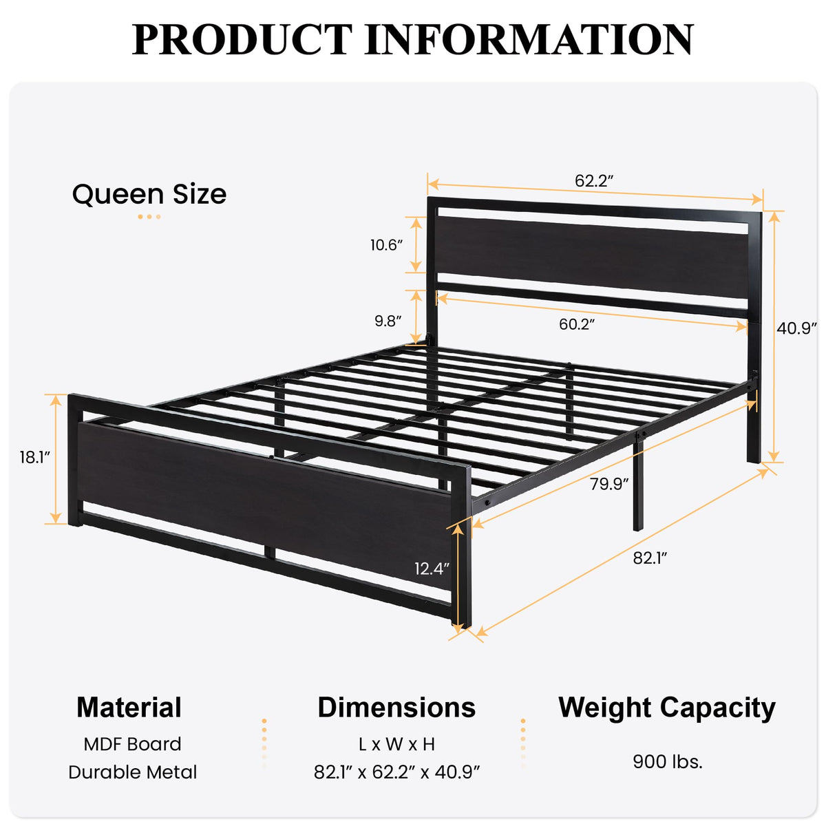 Queen Size Bed Frame with Headboard R966565