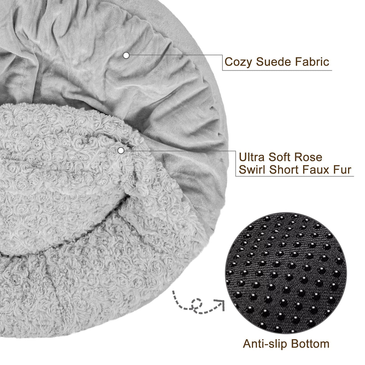 Hooded Blanket Donut Round Dog Bed 23 inch D568155