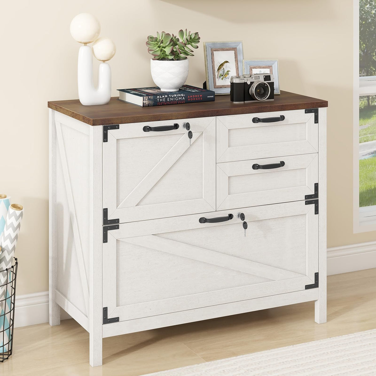White 4 Drawer File Cabinet with Lock J327374