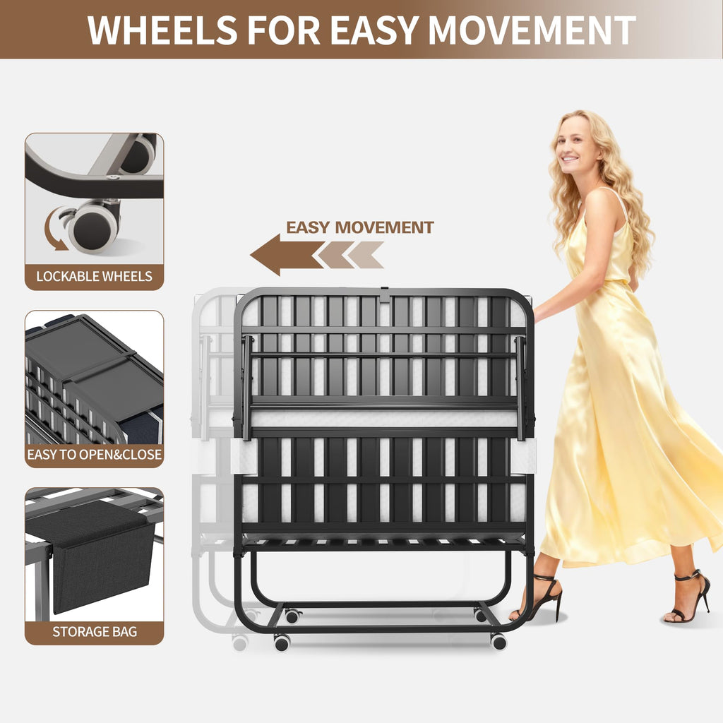 Folding Bed with Mattress & Headboard I2877