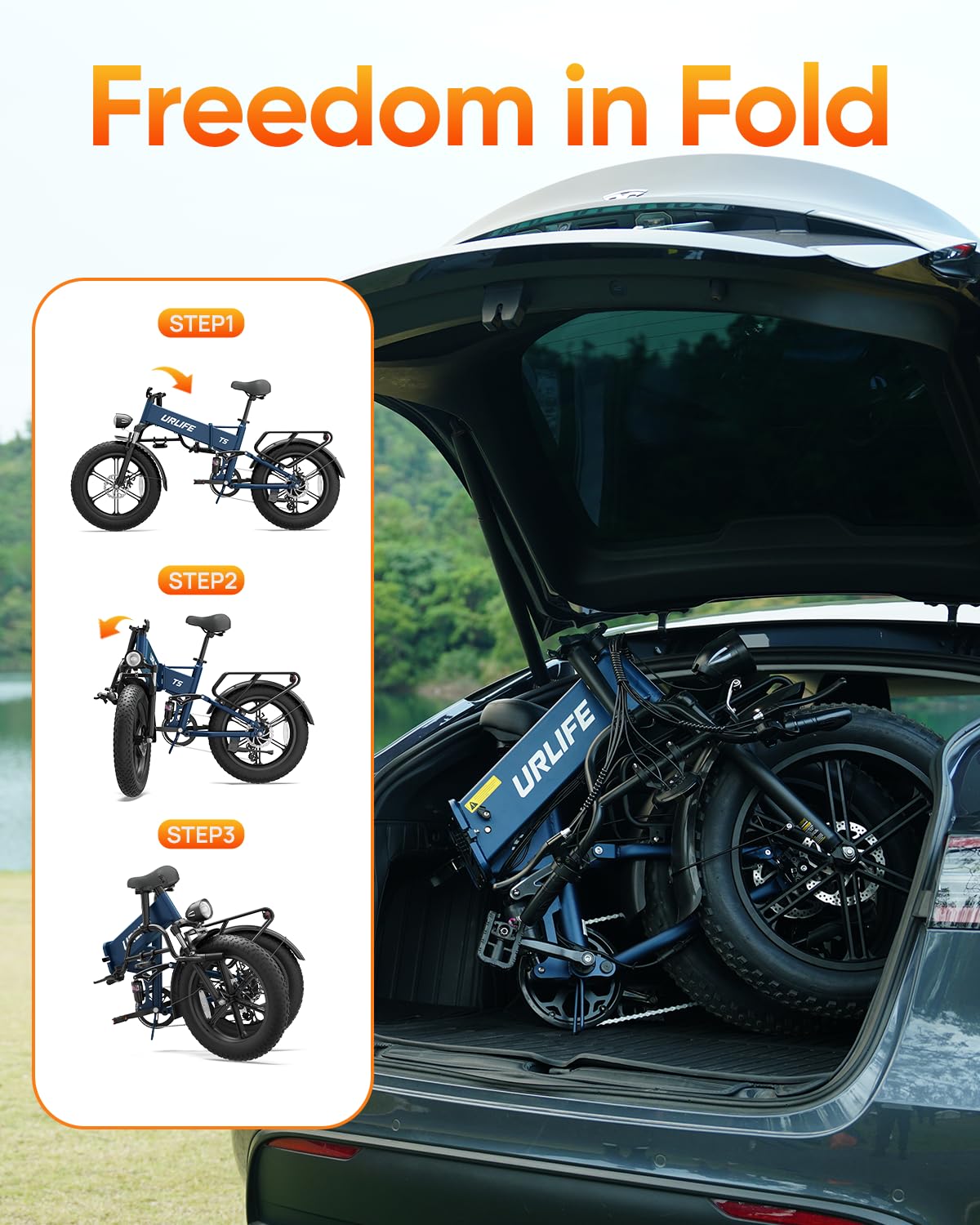 Folding Electric Bike 20" Fat Tire 1500W 48V 13AH T727073