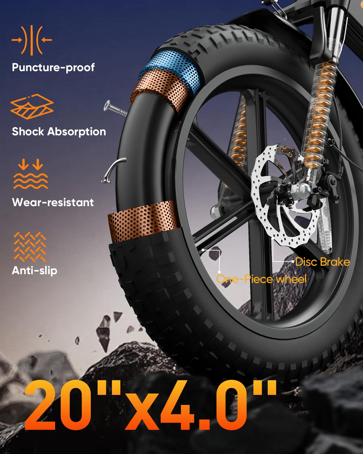 Folding Electric Bike 20" Fat Tire 1500W 48V 13AH T727073