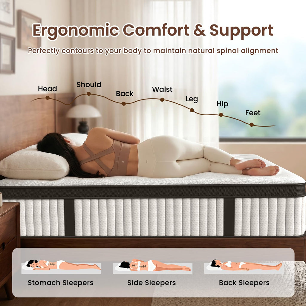 12 Inch Fiberglass Free Hybrid Mattress L6861