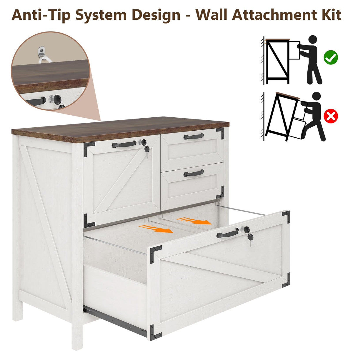 White 4 Drawer File Cabinet with Lock J327374