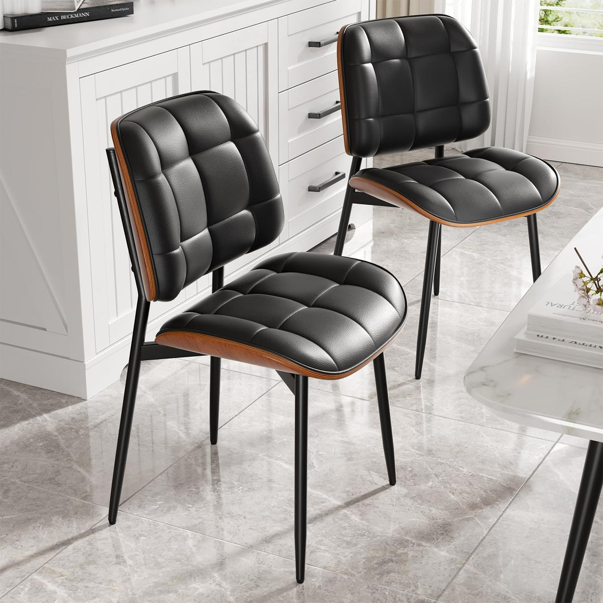 Black Faux Leather Dining Chairs Set of 4 O311094