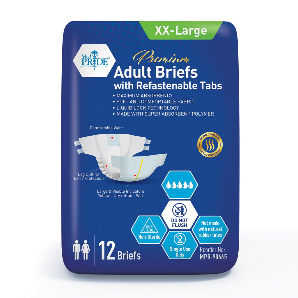 Adult Incontinence Briefs with Tabs, XX-Large, Bag of 12 K624