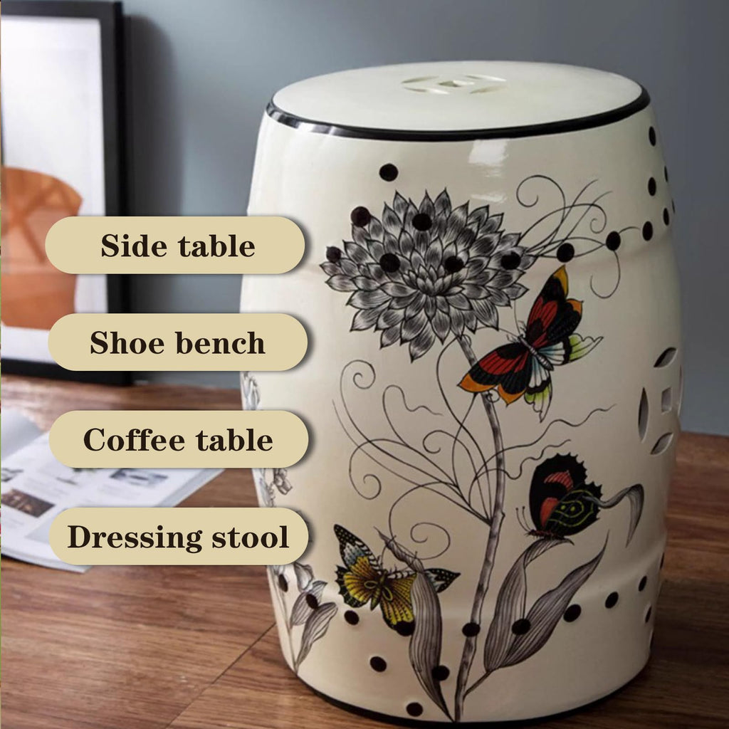 Glazed Ceramic Decorative Garden Stool 28x28x46cm E3372