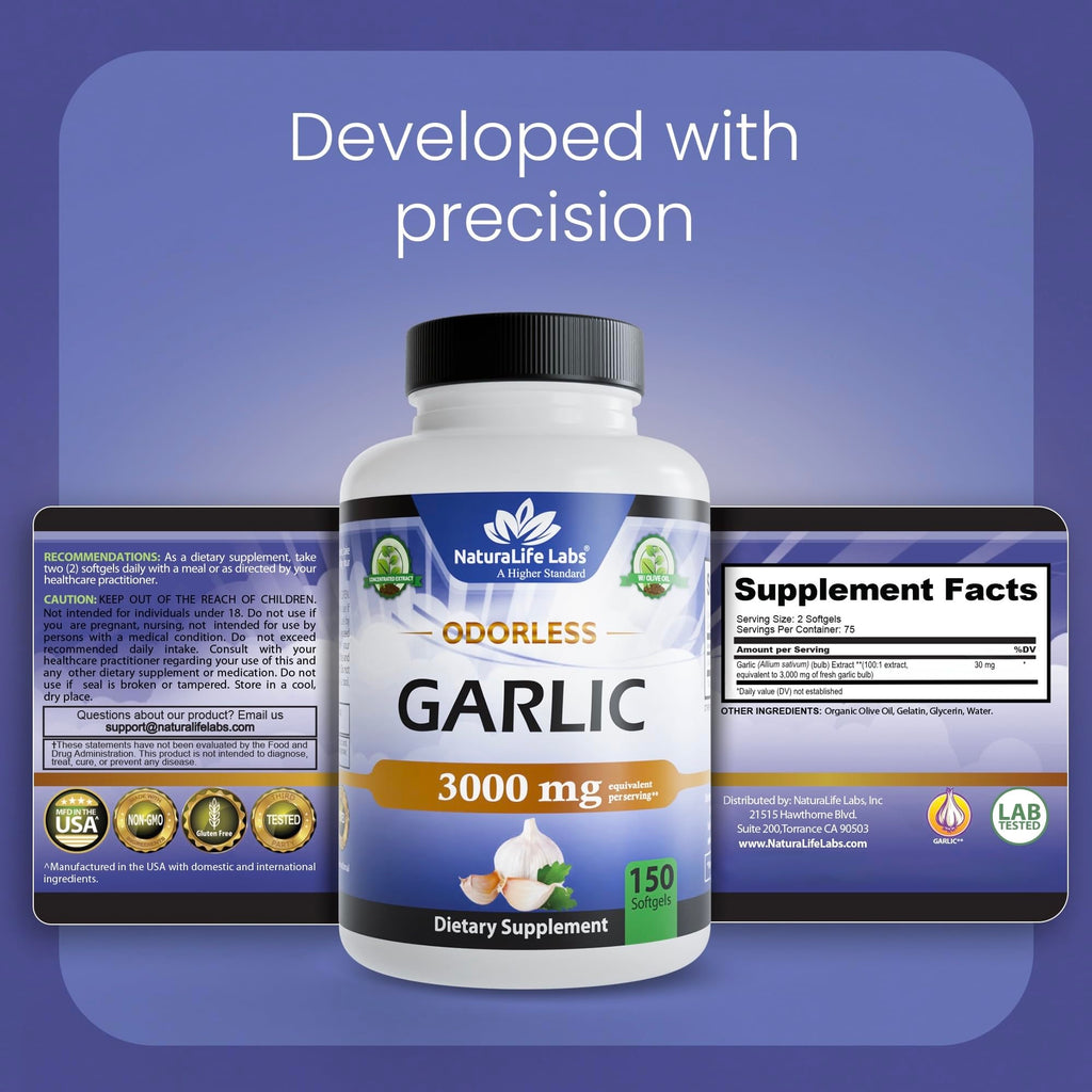 Odorless Garlic 100:1 Extract with Olive Oil 150 Softgels E91308