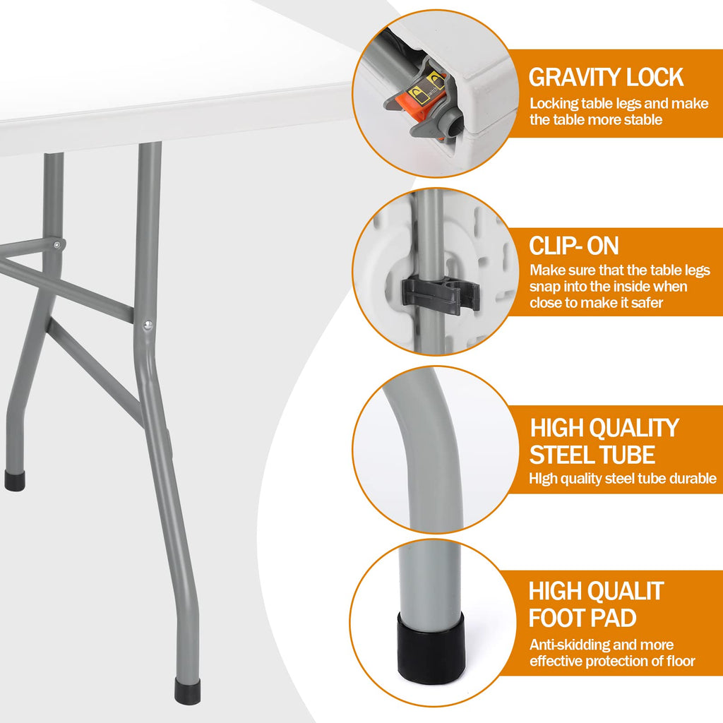 6FT White Foldable Plastic Utility Table X25817