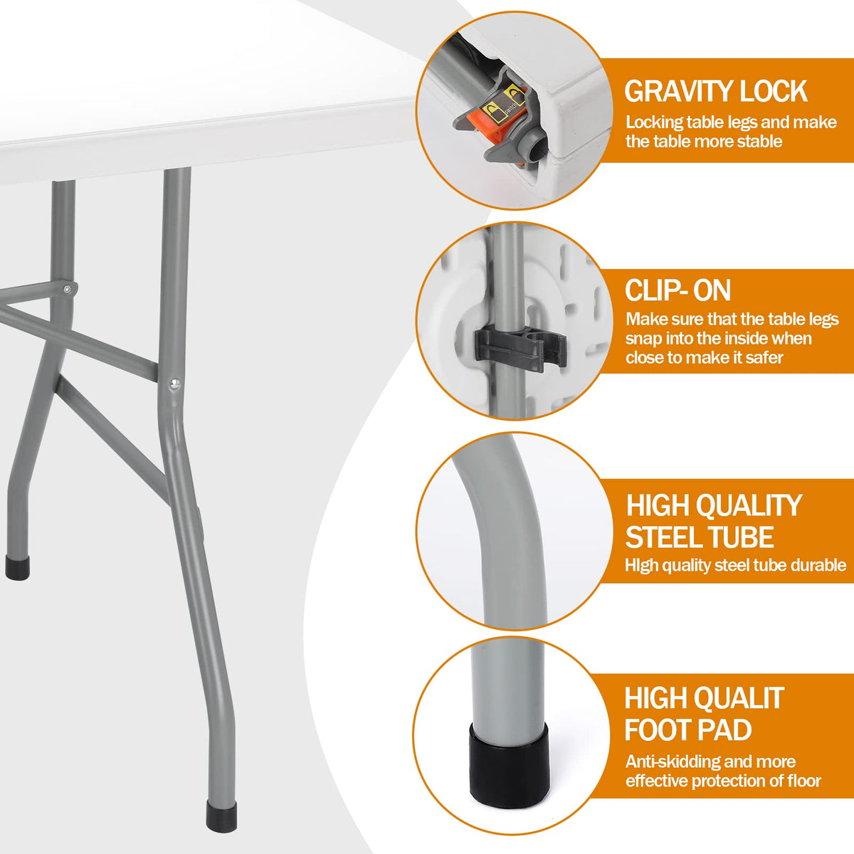 6FT White Foldable Plastic Utility Table X25817