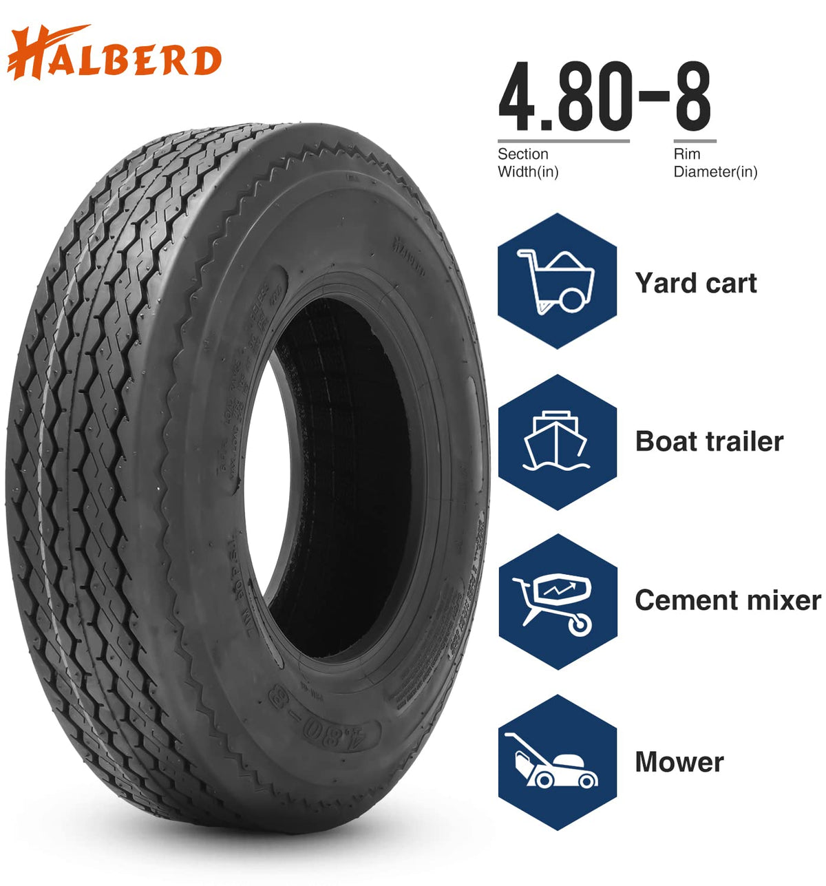 8 Trailer Tires Set of 2 Tubeless 6PR Load Range C Q495