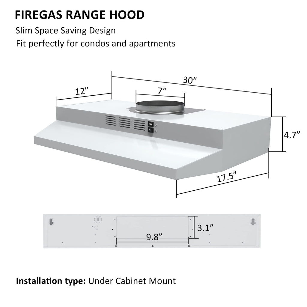 White 30 inch Under Cabinet Range Hood B80622