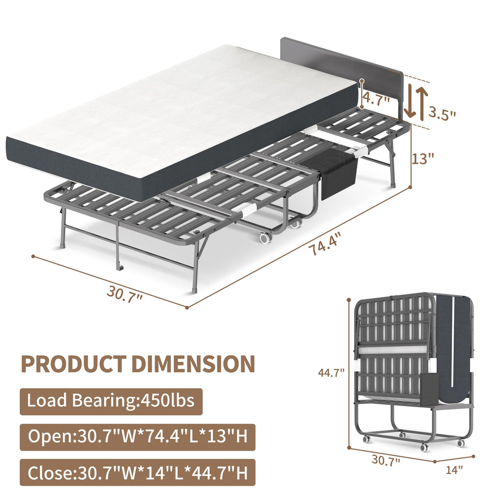 Folding Bed with Mattress & Headboard I2877