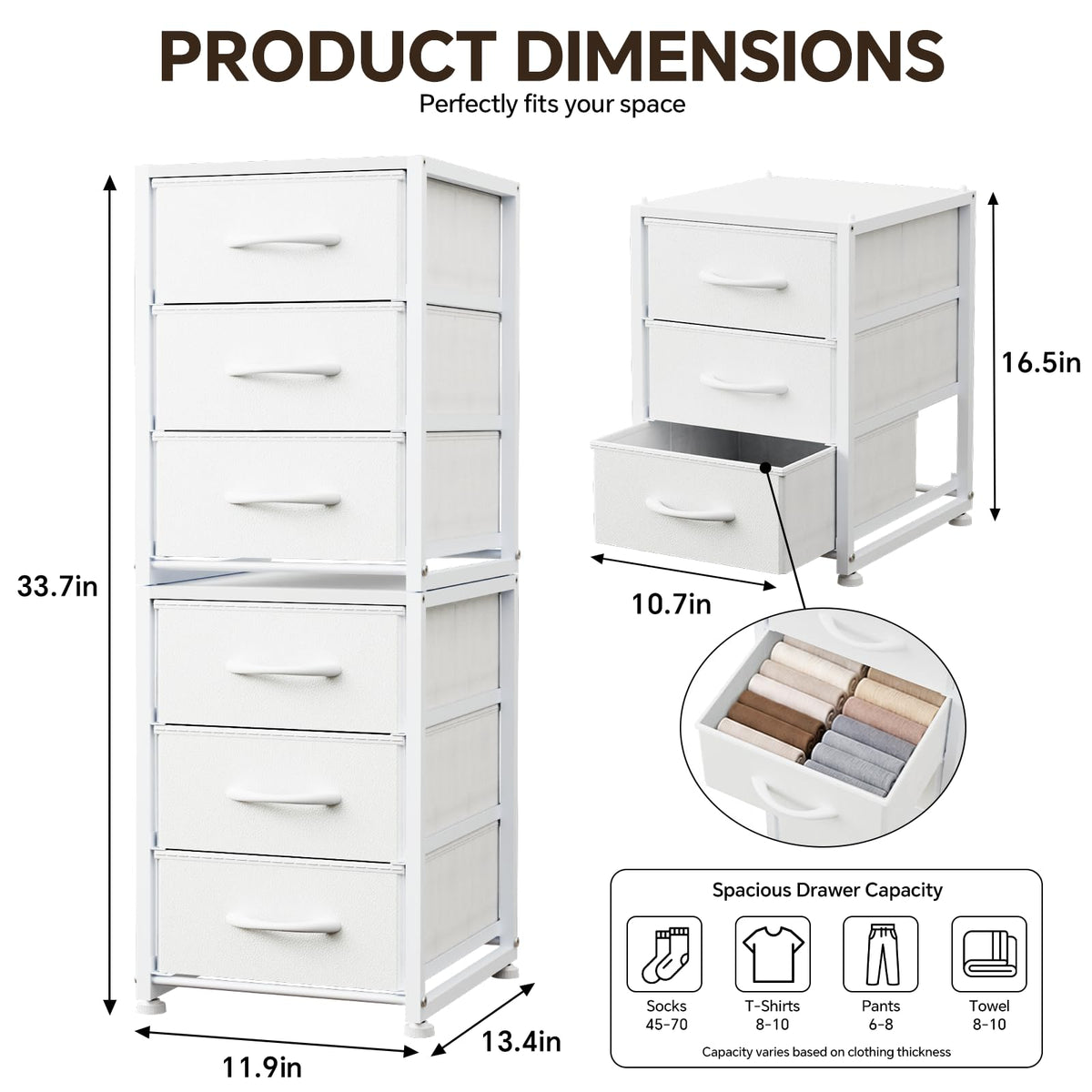 2-Pack Stackable 3-Tier Fabric Storage Drawers J543