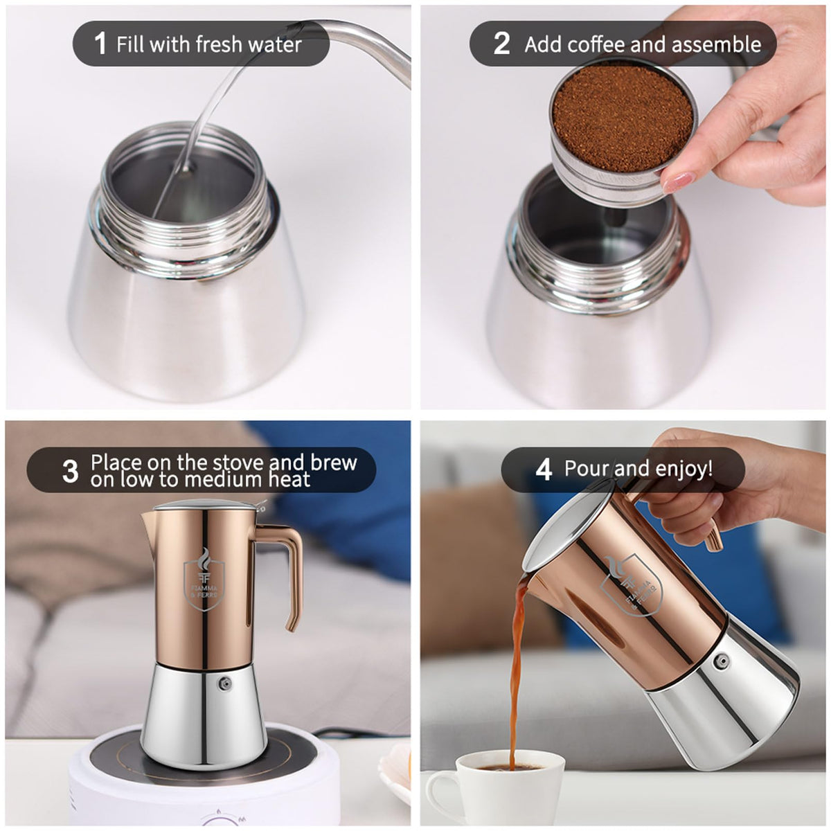 12-Cup Stainless Steel Moka Pot H448004