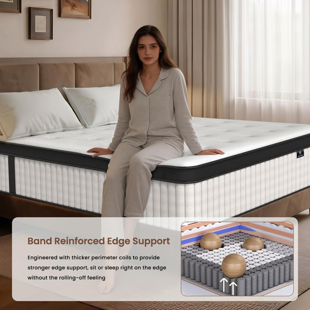 12 Inch Fiberglass Free Hybrid Mattress L6861