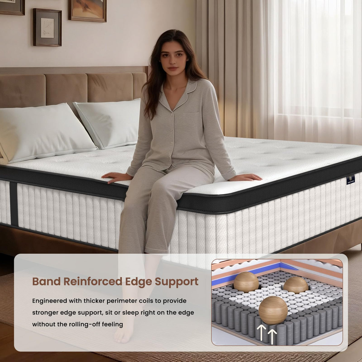 12 Inch Fiberglass Free Hybrid Mattress L6861