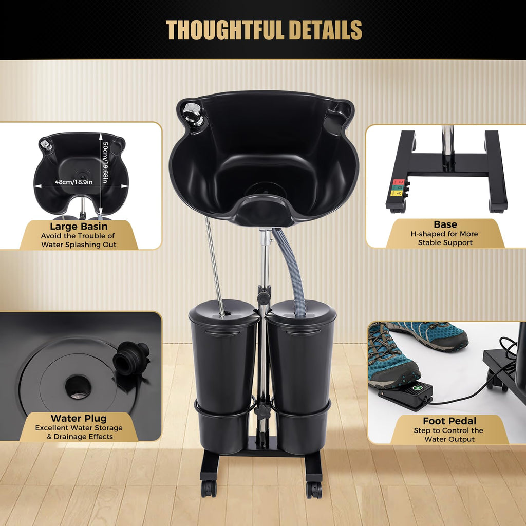 Portable Shampoo Bowl with Adjustable Height and Downspout Z1744