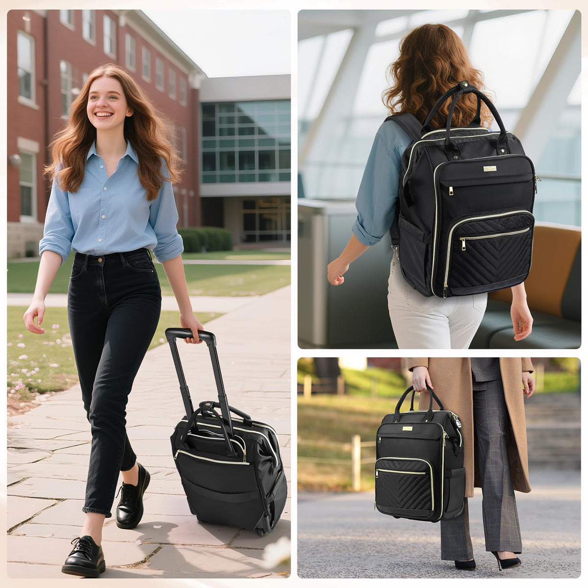 Rolling Backpack with Wheels, USB & Type-C Charging Port N63128