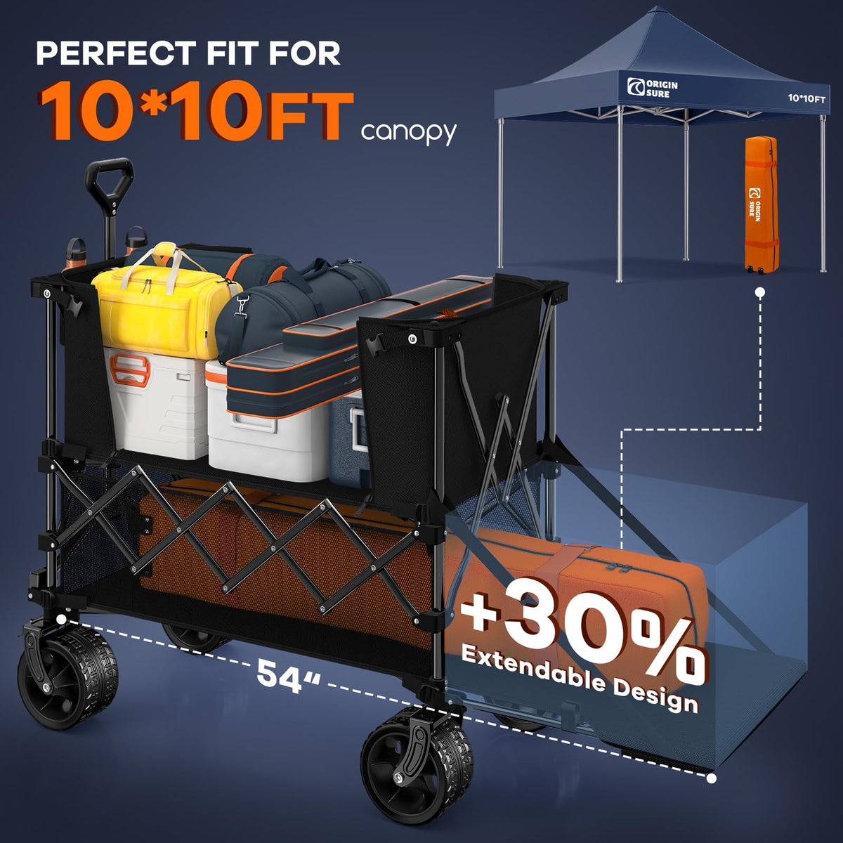 Foldable Double Decker Wagon, 560lbs, Black X168263