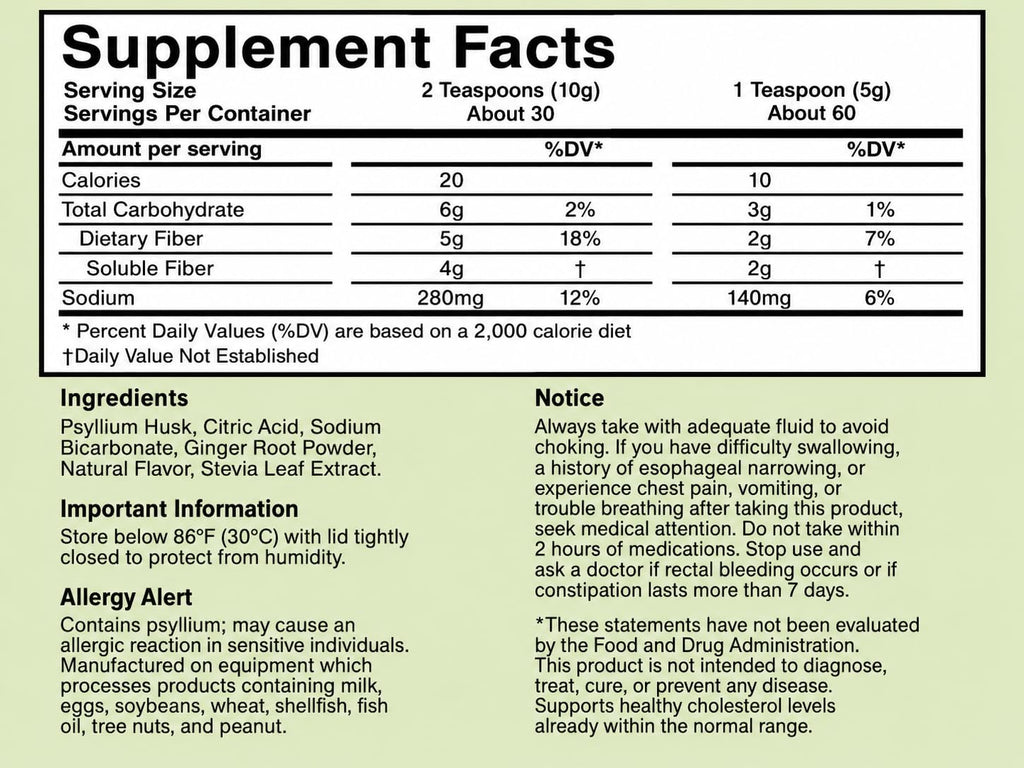 Lemon Ginger Psyllium Husk Fiber Powder Drink Mix K15951
