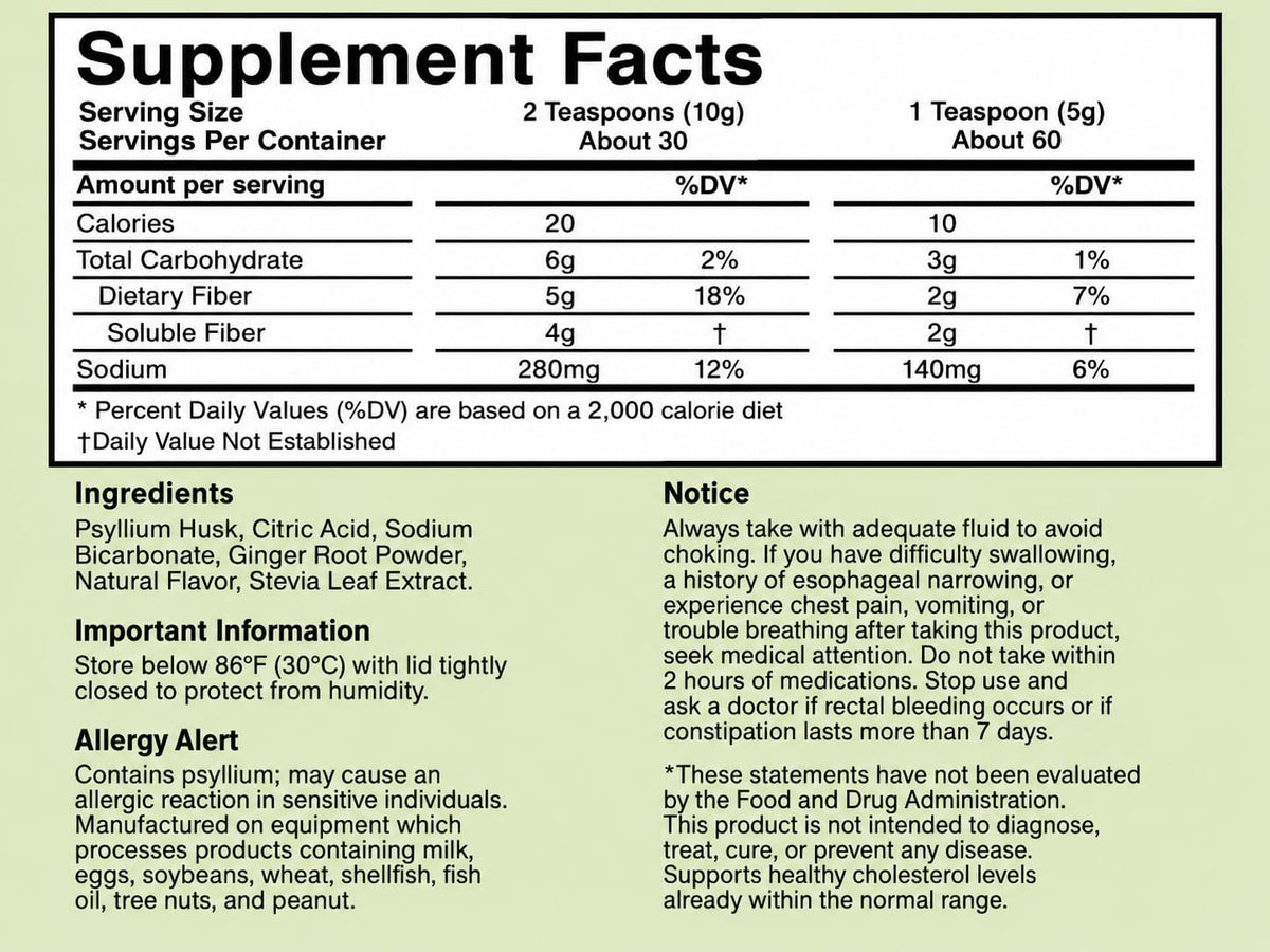 Lemon Ginger Psyllium Husk Fiber Powder Drink Mix K15951