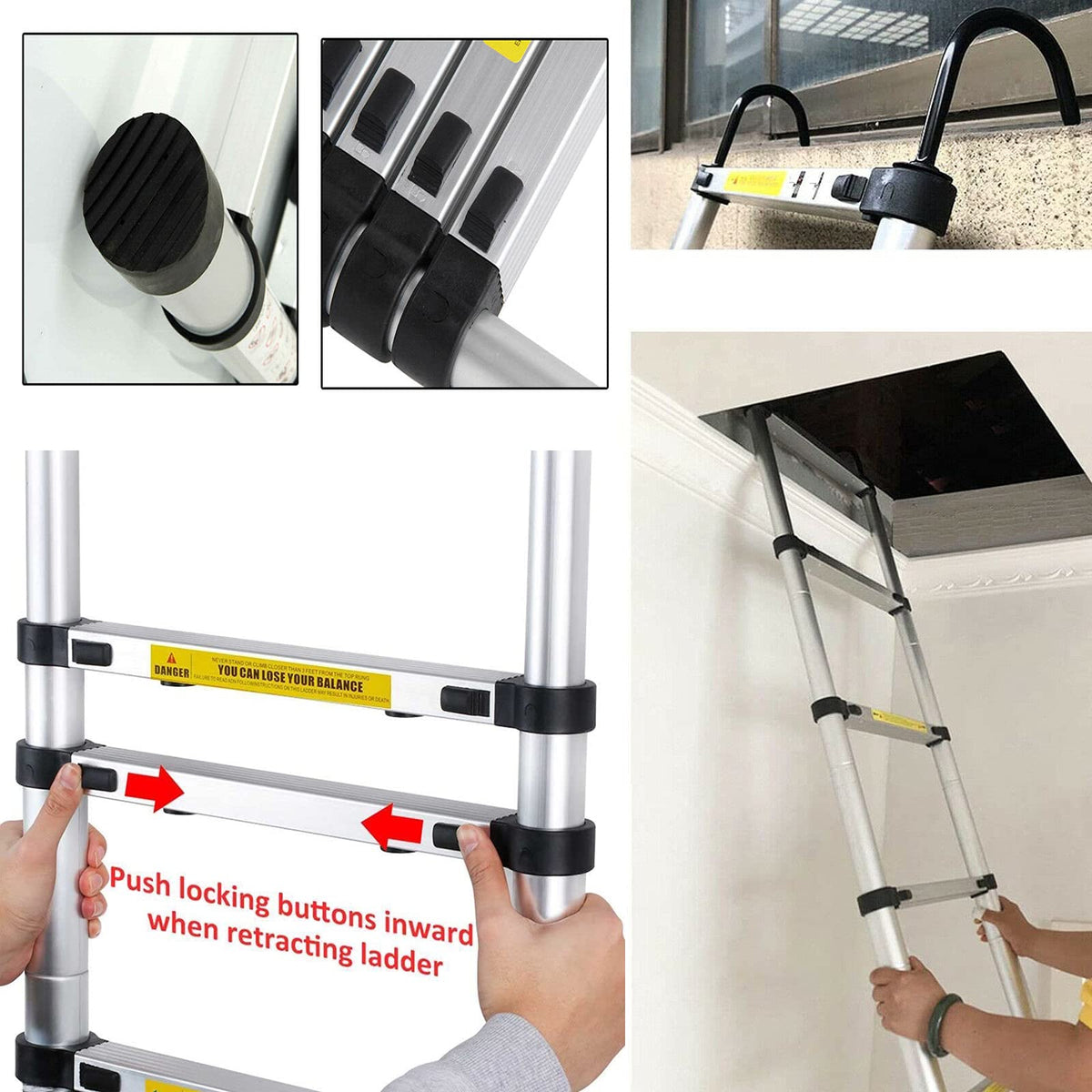 20.34 FT Aluminum Telescoping Ladder 330 Lb Capacity U528