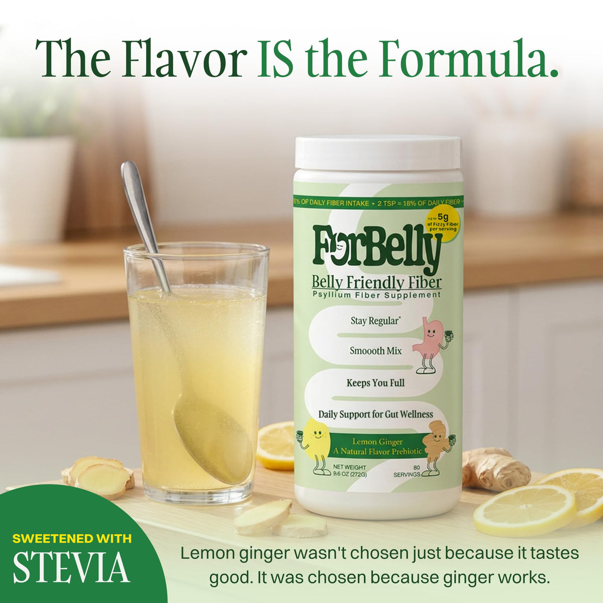 Lemon Ginger Psyllium Husk Fiber Powder Drink Mix K15951