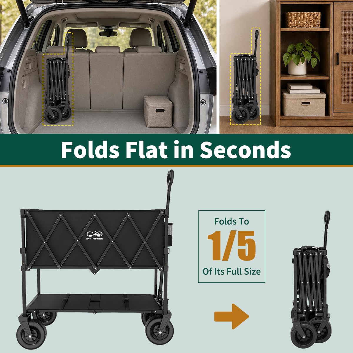 400L Double Decker Folding Wagon Cart V61645