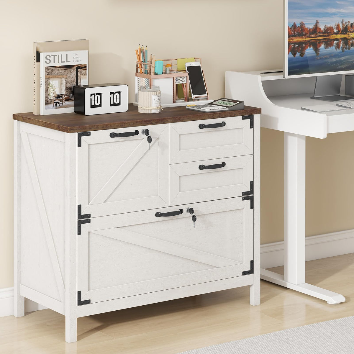 White 4 Drawer File Cabinet with Lock J327374