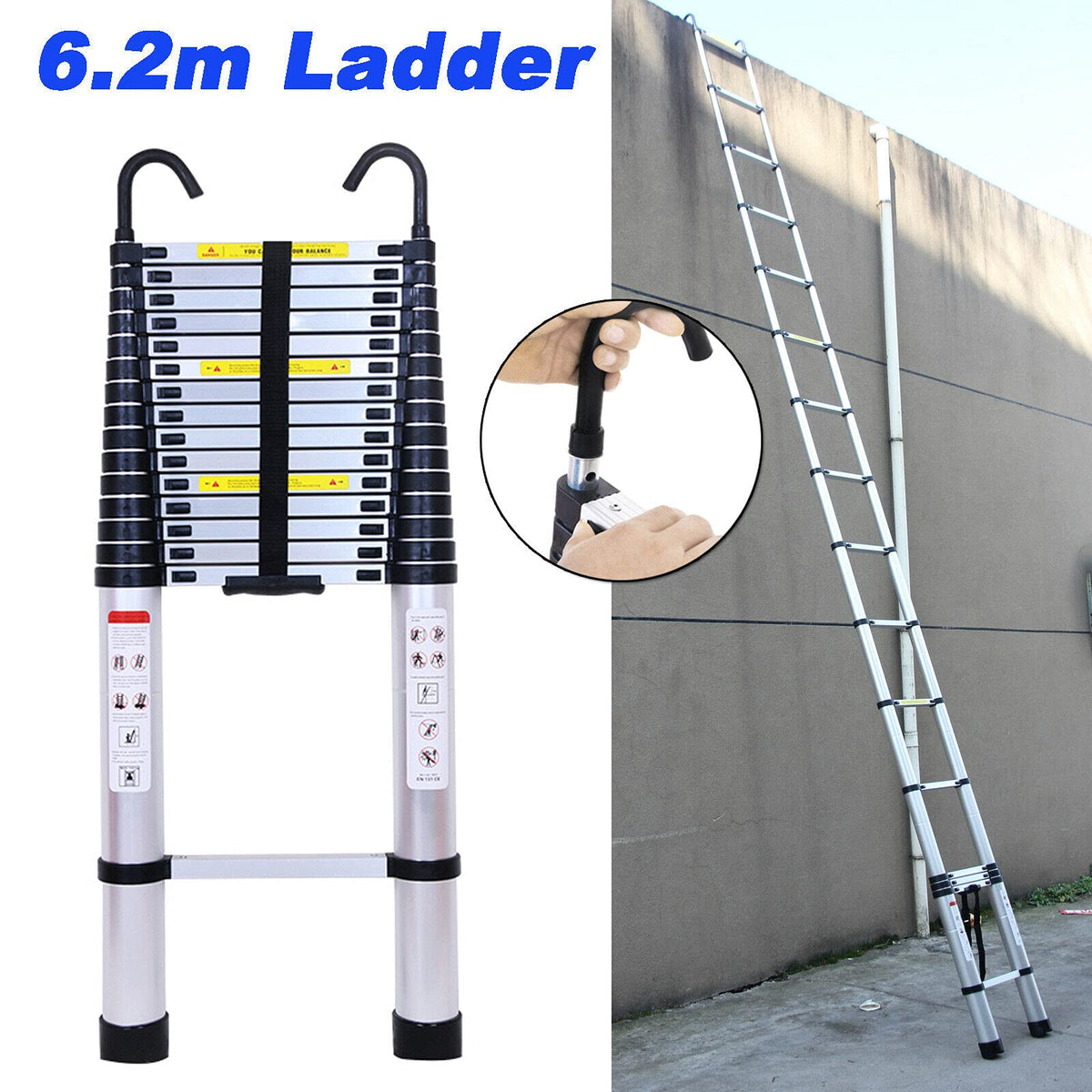 20.34 FT Aluminum Telescoping Ladder 330 Lb Capacity U528