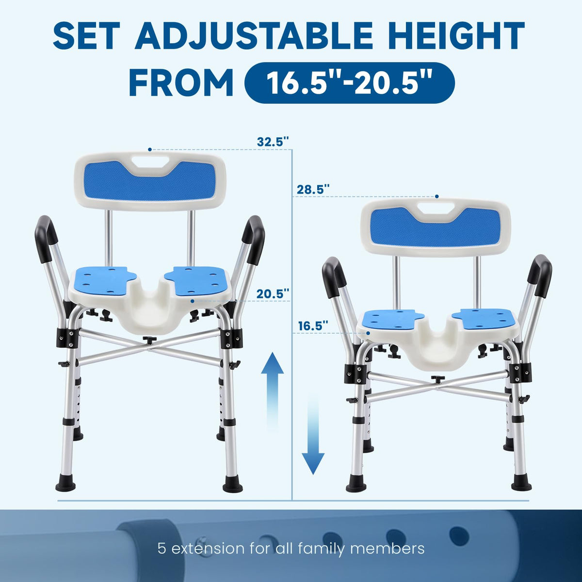 U-Shaped Shower Chair with Arms & Back J4038