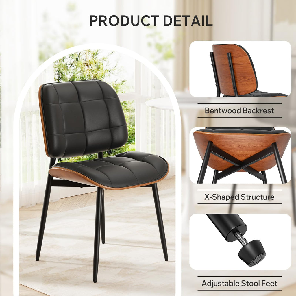 Black Faux Leather Dining Chairs Set of 4 O311094