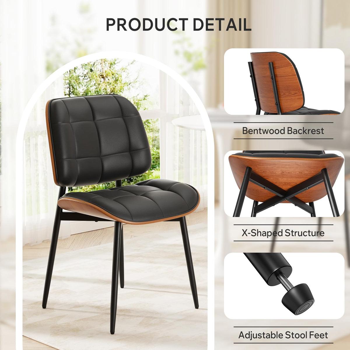 Black Faux Leather Dining Chairs Set of 4 O311094