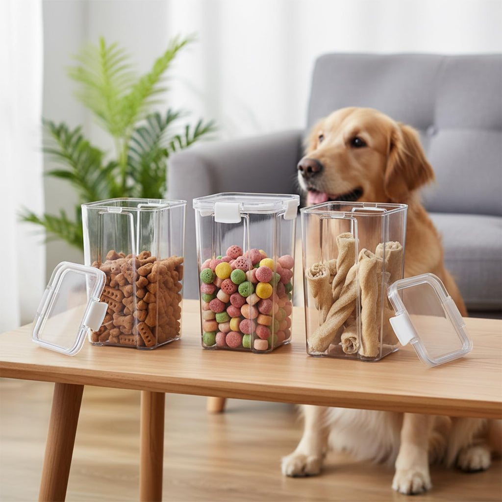 3 Pack Airtight Pet Food Storage Containers with Locking Clips L740