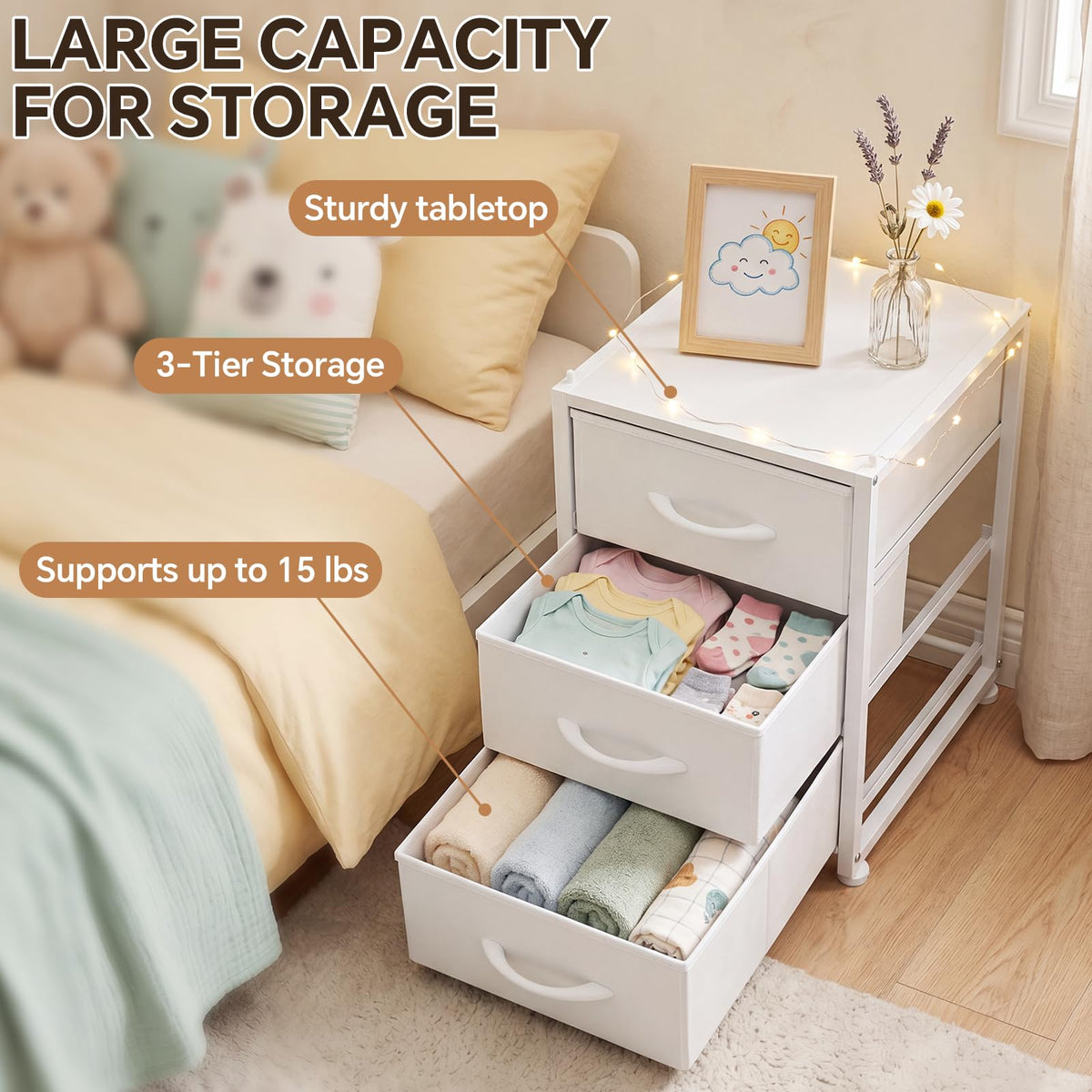 2-Pack Stackable 3-Tier Fabric Storage Drawers J543
