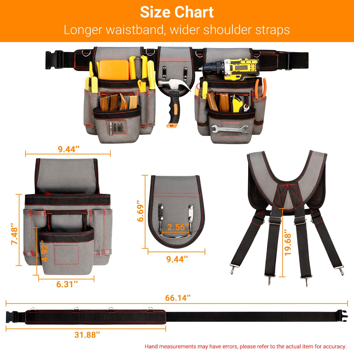 Heavy Duty Magnetic Tool Belt with Suspenders A306384