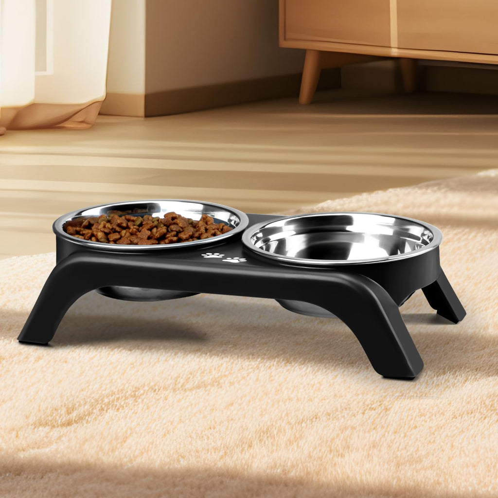 Elevated Dog Bowls with 5” Stainless Steel Bowls Black T776140