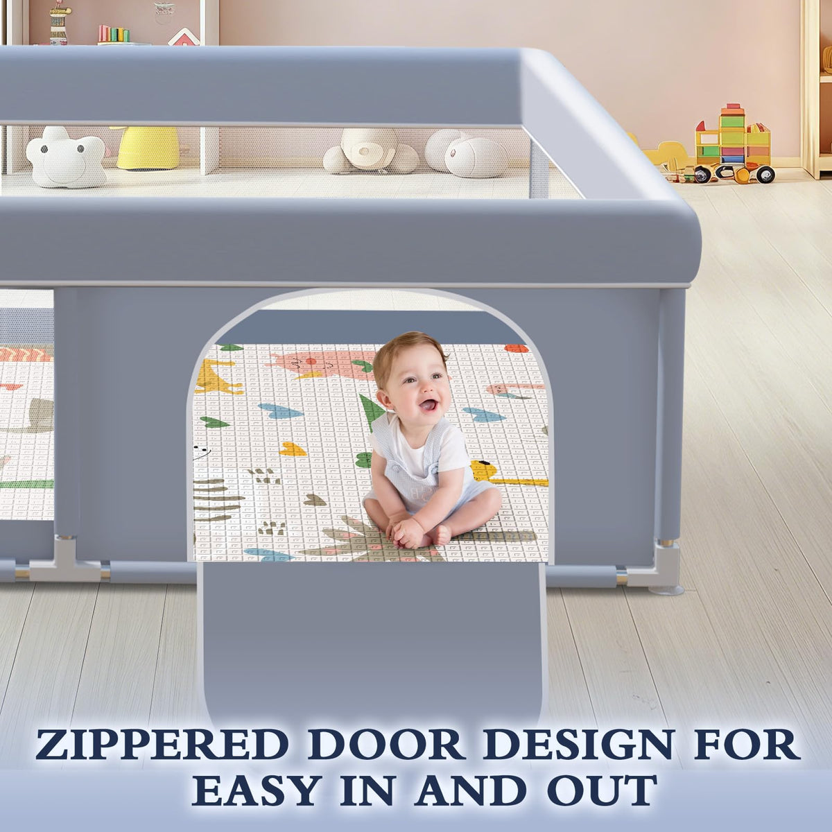 65 x 50 Inch Baby Playpen with Mat Z272