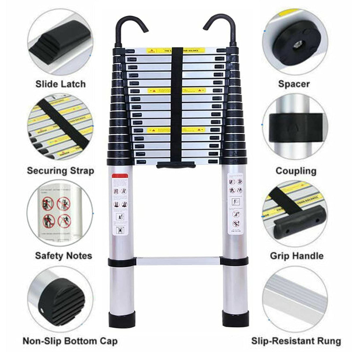 20.34 FT Aluminum Telescoping Ladder 330 Lb Capacity U528