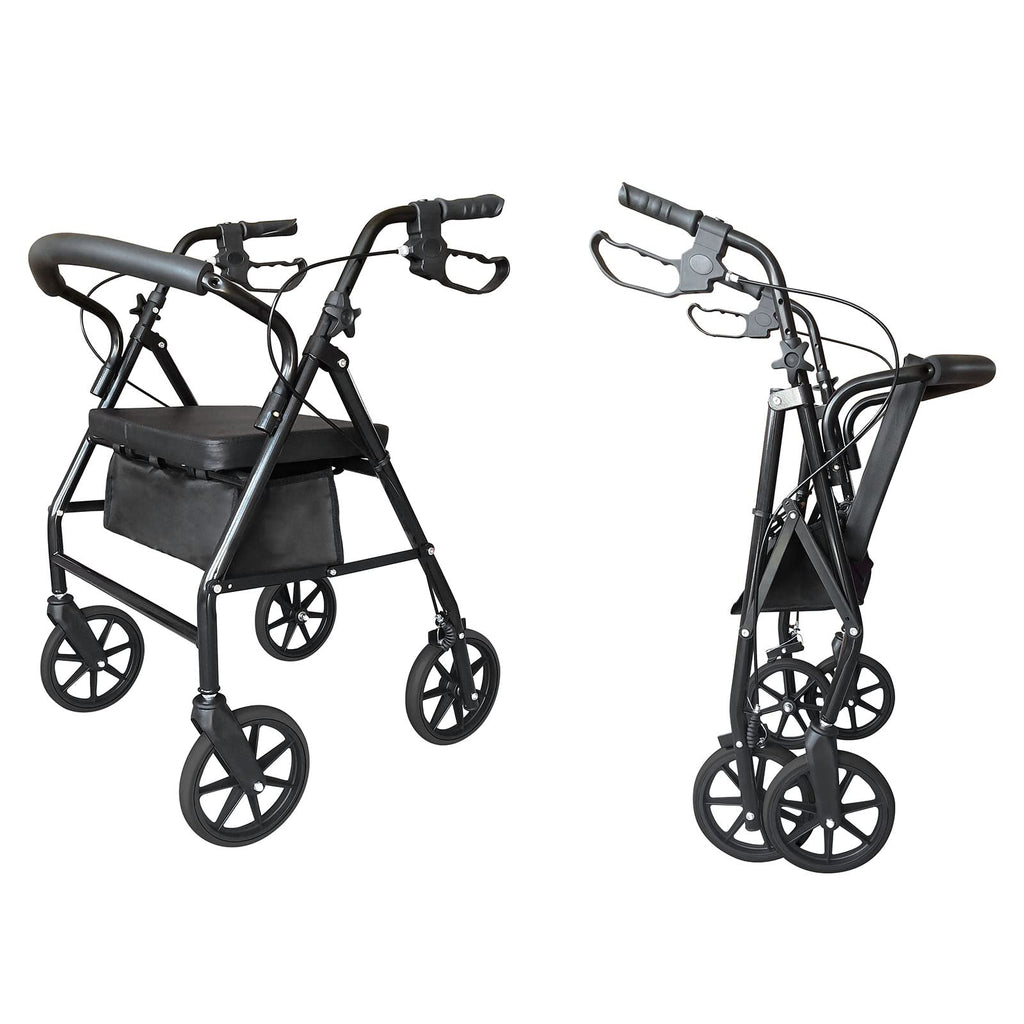 Rollator Walker with Seat, 8" Wheels, 286 Pound Capacity E877603