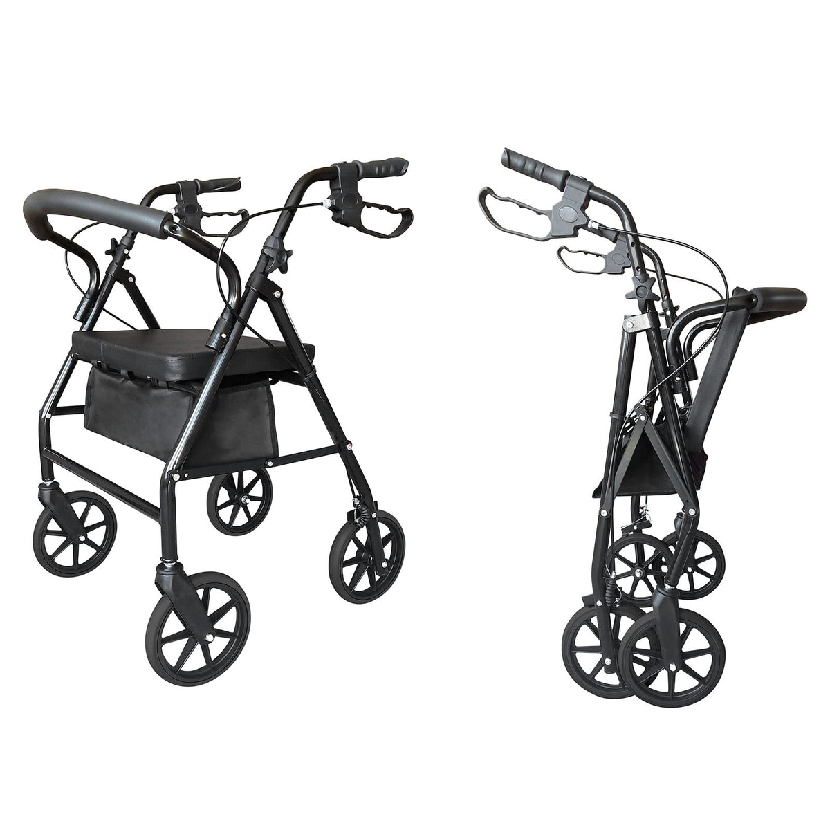 Rollator Walker with Seat, 8" Wheels, 286 Pound Capacity E877603