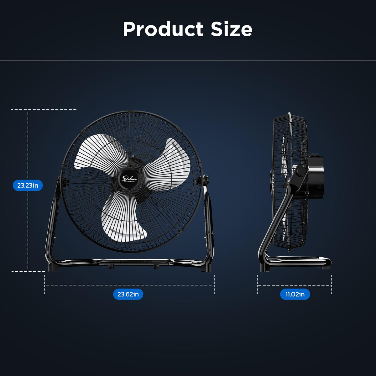 20 Inch 3-Speed High Velocity Metal Industrial Floor Fan O94154